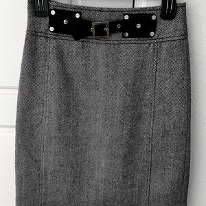 Tory Burch Gray and Navy Knee-Length Pencil Skirt